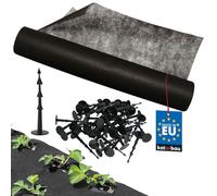 KOTARBAU® Tessuto non tessuto per erbacce - 1,6 x 100 m - telo per erbacce da giardino - 70 g/m² PP nero - ancoraggio alla terra - tessuto non tessuto per erbacce impermeabile - tessuto non tessuto