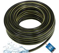 KOTARBAU® Tubo da giardino 3/4", 50 m, rinforzato, nero/giallo, professionale, per innaffiare piante, 4 strati