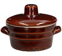 KOTARBAU® Vasetto in ceramica da 0,3 l, in gres porcellanato con coperchio, piatto da portata in ceramica, rotondo, piccolo stampo smaltato