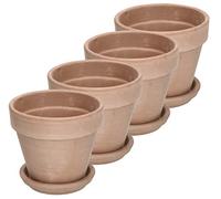 KOTARBAU® Vasi Terracotta, Vaso in Terracotta da Esterno ⌀ 13 cm | 4 PezziVaso per Piante da Interno in Terracotta, con Sottovaso, con Foro di Drenaggio, Alto 11,5 cm, Vasi in Terracotta