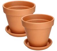 KOTARBAU® Vasi Terracotta, Vaso in Terracotta da Esterno ⌀ 17 cm | 2 PezziVaso per Piante da Interno in Terracotta, con Sottovaso, con Foro di Drenaggio, Alto 15 cm, Vasi in Terracotta