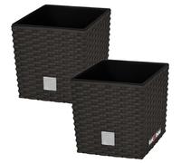 KOTARBAU® Vaso da Esterno Con inserto, Fioriera da Esterno 22 x 22 cm | 2 Pezzi, Vasi per Piante da Esterno in Plastica 9,8 L, Vasi da Giardino, Effetto Rattan, Ombra