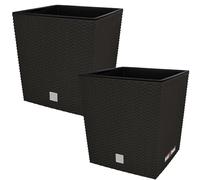 KOTARBAU® Vaso da Esterno Con inserto, Fioriera da Esterno 26 x 26 cm | 2 Pezzi, Vasi per Piante da Esterno in Plastica 15,8 L, Vasi da Giardino, Effetto Rattan, Ombra