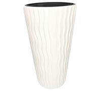 KOTARBAU® Vaso da fiori 30 x 52 cm, colore bianco, stretto e lungo, effetto ondulato 3D, con vaso interno