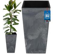 KOTARBAU® Vaso da fiori, 325x325x610 mm, struttura in cemento, quadrato, con vaso interno, grigio scuro