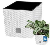 KOTARBAU® - Vaso da fiori, coprivaso con vaso interno, per coltivare le piante, 220 mm, bianco