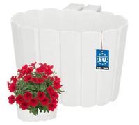KOTARBAU® Vaso da fiori da appendere, in plastica, 20 x 14 cm, altezza: 13 cm, colore bianco, per balaustra, con staffa sospesa, per balconi