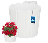KOTARBAU® Vaso da fiori da appendere, in plastica, diametro 15 cm, altezza: 13 cm, bianco, per balaustra, con staffa sospesa, vaso per fiori sospeso, per balcone