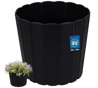 KOTARBAU Vaso da fiori - Diametro 20 cm H 18 cm - Antracite - Plastica - Vaso per piante da interno - Vaso da fiori - Grandi - Esterni - Portavaso - Balcone - Decorativo