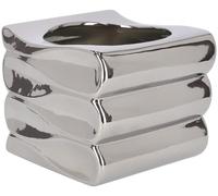 KOTARBAU® Vaso da fiori in ceramica onde del mare smaltato, 15 cm, colore: argento