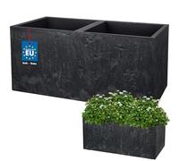 KOTARBAU Vaso da fiori quadrato, 77 x 39 x 37 cm, effetto cemento, in PVC, per esterni e interni, colore: antracite, con vaso interno