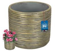 KOTARBAU® Vaso decorativo in ceramica, rotondo, etnico, oro rustico, diametro 12 cm
