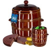 KOTARBAU® Vaso di fermentazione 16 L Vaso in gres con coperchio e pietra di contrappeso Ermetico Vaso per crauti Vaso per cetrioli Vaso in ceramica Vaso in terracotta Vaso per conserve Gres Recipiente