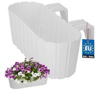 KOTARBAU® Vaso di Fiori 40x15x15cm Bianco con Maniglie da Appendere alla Ringhiera Scatola del Balcone da Giardino Lunga per Fiori