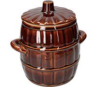 KOTARBAU® Vaso per Crauti 3,2L Vaso per Fermentazione in Gres con Coperchio | Barattolo per Fermentazione, Pentola per Fermentazione per Crauti, Cetrioli, Kimchi e Conserve, Marrone