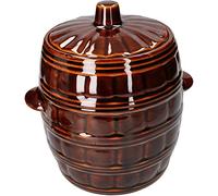 KOTARBAU® Vaso per Crauti 5 L, Vaso per Fermentazione in Gres con Coperchio | Barattolo per Fermentazione, Pentola per Fermentazione per Crauti, Cetrioli, Kimchi e Conserve, Marrone