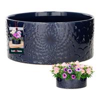 KOTARBAU Vaso rotondo in ceramica blu cobalto, altezza 13 cm, diametro 28 cm, vaso per fiori per esterni, grande, piatto, rotondo, vaso per fiori