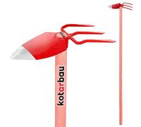 KOTARBAU® Zappa da giardino a forma di cuore, 135 x 100 mm, 3 denti da 107 mm, con manico da 120 cm, zappa da giardino per trapiantare diserbo, cura del giardino