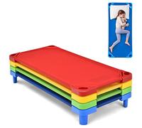KOTEK Lettino per bambini, impilabile, per bambini, 129,5 cm di lunghezza x 58,4 cm di larghezza, pronto da montare, salvaspazio, per bambini in classe e in età prescolare (set da 4, multicolore)