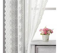 Kotile Tende in pizzo avorio lunghezza 150 cm, 2 pannelli, tende rustiche in pizzo floreale, per finestra della cucina, tasca per asta in pizzo, 130 x 120 cm, 1 paio, avorio/crema