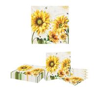 Kotkiddy 20 Bloemen Girasoli Tovaglioli Carta USA e Getta Girasoli Gialli Dessert Tovaglioli per Nozze Fiori Primaverili Festa di Nozze e Baby Shower