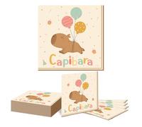 Kotkiddy 20 Pezzi Capibara Accessori per Feste di Compleanno Piatti di Carta e tovaglioli Capibara Caricatura Carina Set di stoviglie per tavola Arancione Capibara Decorazione per Feste di