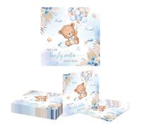 Kotkiddy 20 Pezzi di tovaglioli Blu Orso, 33x33 cm Tovaglioli Regalo Orso per Articoli di Festa, Tovaglioli per Battesimo, Tovaglioli per Festa del Bambino