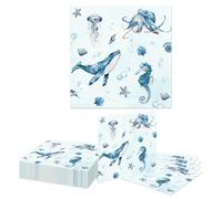 Kotkiddy 20 Pezzi Sott'Acqua tovaglioli di Carta USA e Getta per Cocktail e Dessert per Feste di Compleanno Estate Primavera