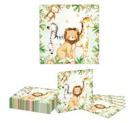 Kotkiddy 20 Pezzi tovaglioli Animali della Giungla Safari Foresta Baby Shower tovaglioli USA e Getta per Picnic cene Decorazioni forestali Articoli per Feste