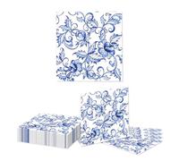 Kotkiddy 20 Pezzi tovaglioli Carta Fiori Blu Motivo Porcellana Blu-Bianco tovaglioli d'Arte Floreali per Compleanni docce Feste di Matrimonio