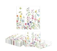 Kotkiddy 20 Pezzi Tovaglioli di Carta Estivi con Fiori Selvatici per Cocktail Monouso Colibrì Decorativi