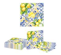 Kotkiddy 20 Pezzi Tovaglioli di Carta Limone Blu Giallo Tovaglioli USA e Getta Tovaglioli Decorativi per Cena Pranzo per Accessori Festa Decorazione Tavola