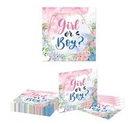 Kotkiddy 20 Pezzi tovaglioli di Carta per rivelazione di Genere Bambino o Bambina Tovaglioli USA e Getta Decorazioni Floreali Blu Rosa per Festa del Bebè