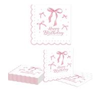 Kotkiddy 20 Pezzi Tovaglioli Rosa con Fiocco, Tovaglioli di Carta Rosa per Feste, Tovaglioli Monouso Cocktail per Decorazioni di Matrimonio e Compleanno