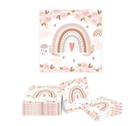 Kotkiddy 20 tovaglioli boho arcobaleno, tovaglioli battesimi fiori boho tovaglioli di carta arcobaleno, per feste di battesimo, baby shower, matrimonio, 33 x 33 cm