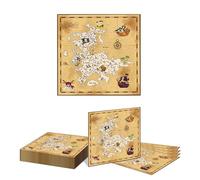 Kotkiddy 20 tovaglioli di Compleanno dei Pirati, tovaglioli monouso con Motivo di Tesoro Nautico per Feste di Compleanno a Tema Pirata e Uso Quotidiano, 2 veli 33 cm