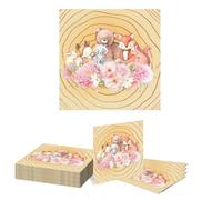 Kotkiddy 20Pcs Wald Baby Dusche Carta Tovaglioli Animali della Foresta USA e Getta Tovaglioli Decorativi Animali Pranzo Cena Tovagliolo per Accessori Festa Decorazione Tavolo 33 * 33cm