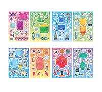 Kotkiddy 24 Pezzi Adesivi Robot per Bambini Make a Face Sticker Fai da Te Decorazioni Robotiche Brillanti Olografici Regali di Compleanno Favori per Ospiti Scambio Doni