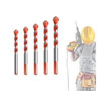 Kotkka Drill Bits Set, Four Blade Serrated Eccentric Twist Bits with U Type Slot, High-Strength Carbide Tip for Wood, Concrete, Brick, Glass, Tile, Metal, 3-16mm Multi-Material Drilling