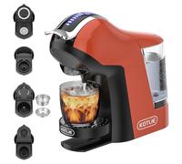 KOTLIE EM-308A Macchina da caffè 5 in 1, estrazione doppia per bevande calde e fredde, quattro temperature selezionabili e sette livelli di erogazione dell'acqua (ARANCIONE)