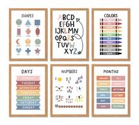Kotmfaa Poster educativi per bambini - alfabeto ABC, numeri, forme, colori, giorni della settimana e mesi, tabelle da parete per apprendimento precoce per bambini, scuola materna, scuola materna