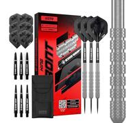 KOTO - King Front, 90% Tungsten Darts, 24G, Argento, Freccette Set Straight | 24G Freccette Steel Tip, Incl. 3 Barrels, 6 Flights, 6 Shafts & Custodia, Impugnatura Fresata, Incisione Laser, Centrato