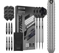 KOTO - Kingcontrol, 90% Tungsten, Argento, 24G, Set Freccette Steeltip | 24G Freccette Steel Tip, Incl. 3 Barrels, 6 Dart Flight & 6 Shaft, Portafreccette, 52mm, 7.5mm, Tungsten90, Ringed, Straight