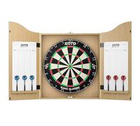 KOTO - Set Armadio per Freccette in Rovere, Completo di Dartboard, 2 Set di Freccette e Linea Oche, Mobile in Legno di Lusso