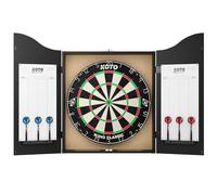 KOTO - Set Armadio per Freccette Nero, Completo di Dartboard, 2 Set di Freccette e Linea Oche, Mobile in Legno di Lusso