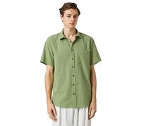 Koton Basic Shirt Short Sleeve Pocket Detailed Classic Neck, Camicia Uomo, Khaki (854),