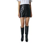 Koton Snap Button Detail Pocket Faux Leather Mini Skirt Gonna, Black (999), 46 da Donna