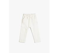 Koton Trousers Bowtie Detail Linen Mix Pocket, Pantaloni Bimba 0-24, Weiß - White (White),