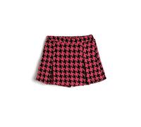 Koton Tweed Mini Skort Pleated Elastic Waistband Pantaloncini, 01F (Pink Design), 6-7 Anni delle Ragazze