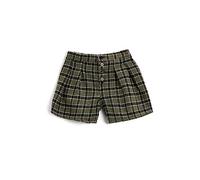 Koton Wool Blend Button Detail Shorts Pantaloncini Eleganti, Plaid Verde (7C8), 9-10 Anni Ragazze